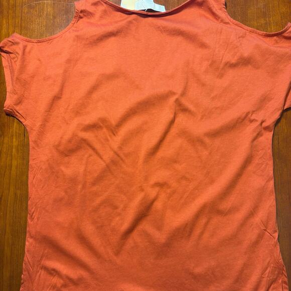Michael Kors NWT Burnt Orange Cold Shoulder Top Medium - Picture 7 of 7